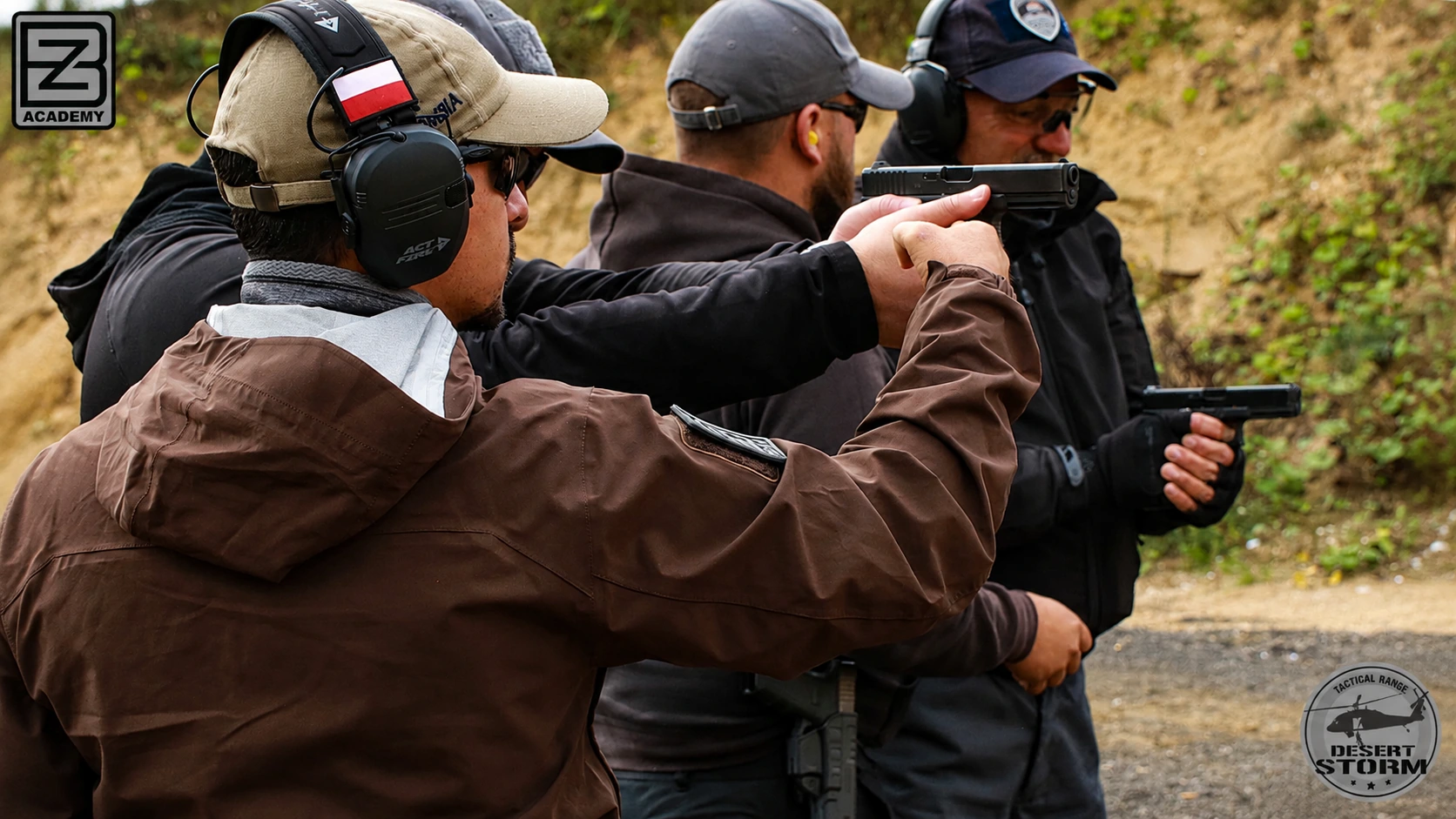 Instructor candidate working on pistol drills and student correction at BZ Academy in Poland