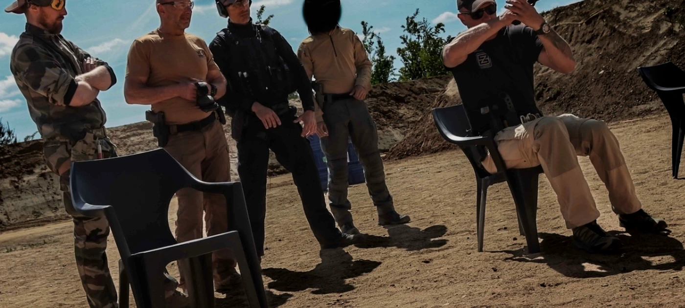 C.A.R System close-quarter pistol stance training at BZ Academy in Poland