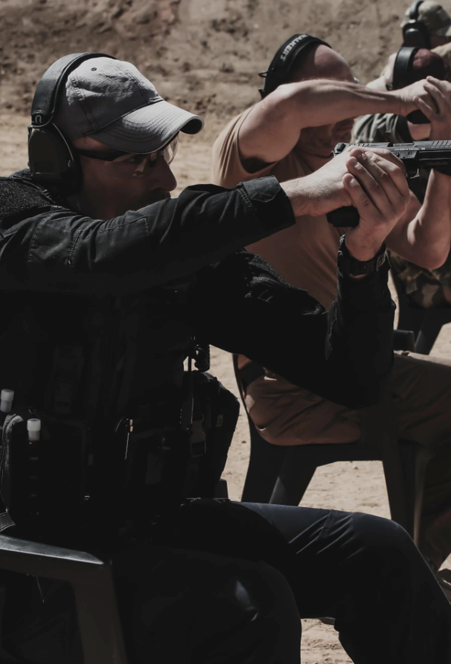 C.A.R Center Axis Relock student training close-quarter pistol position at BZ Academy in Poland