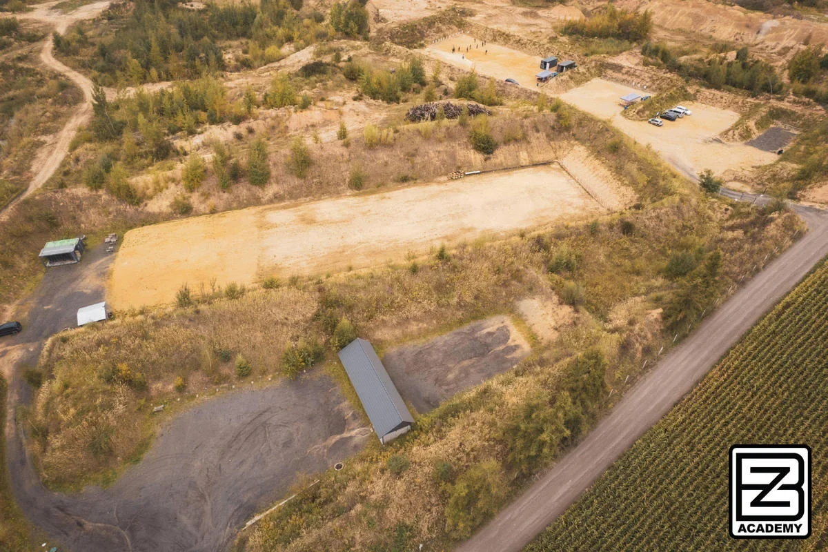Aerial view of additional shooting bays at the BZ Academy training facility