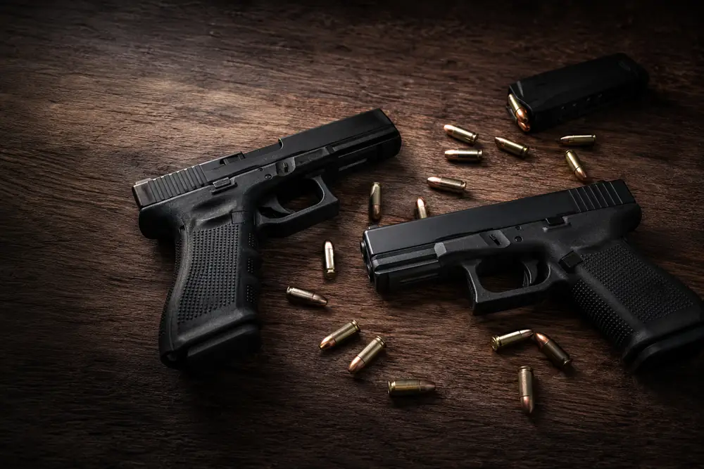 Glock 17 and Glock 19 pistols used during Combined Firearms Course Level 2 at BZ Academy in Poland