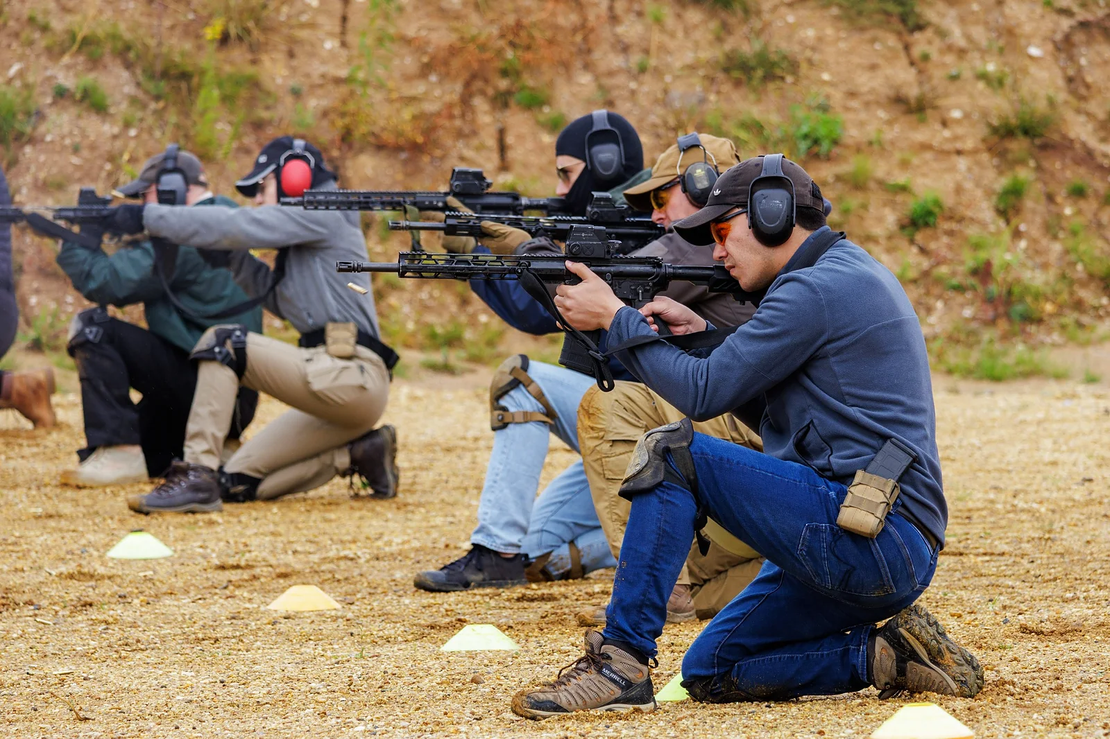 CFC Level 1 students practising kneeling rifle shooting positions at BZ Academy in Poland