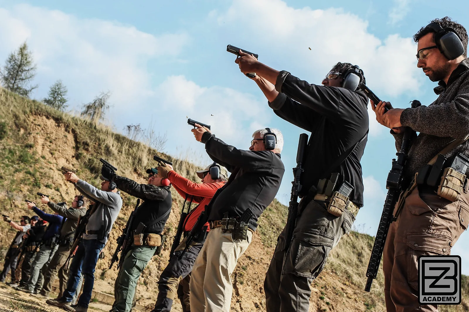 CFC Level 1 students training pistol fundamentals on the range at BZ Academy in Poland