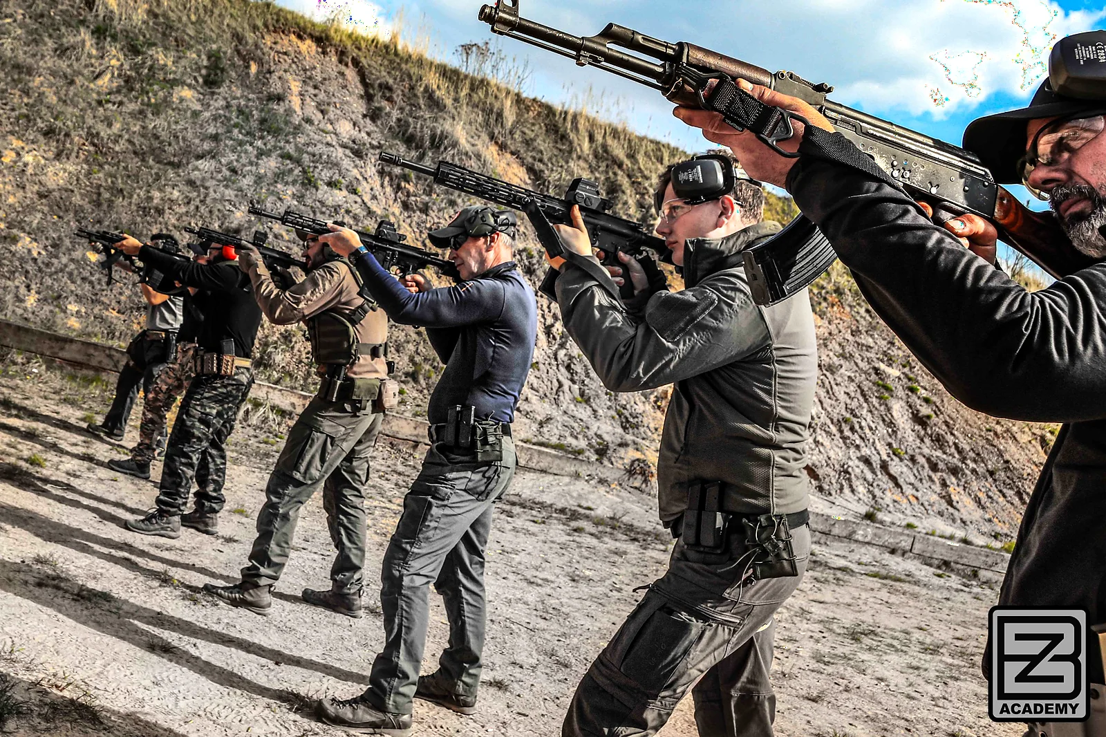 CFC Level 1 students training rifle handling on the firing line at BZ Academy in Poland