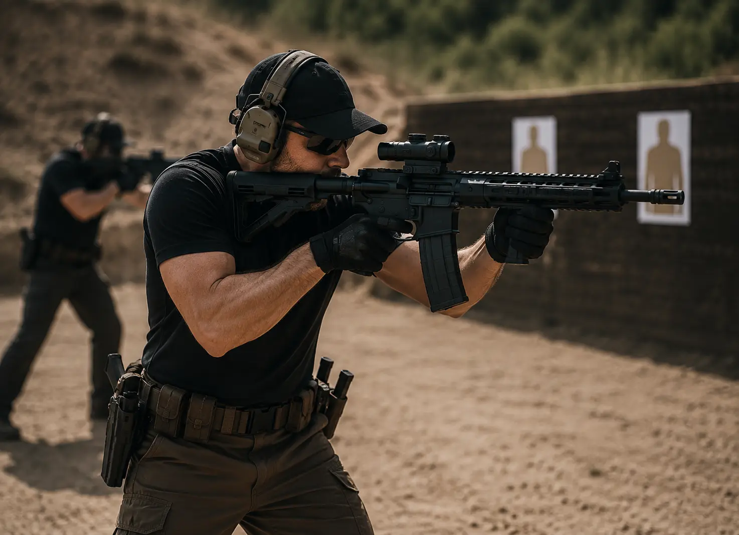 Student training with a rifle during the Combined Firearms Course Level 1 at BZ Academy in Poland