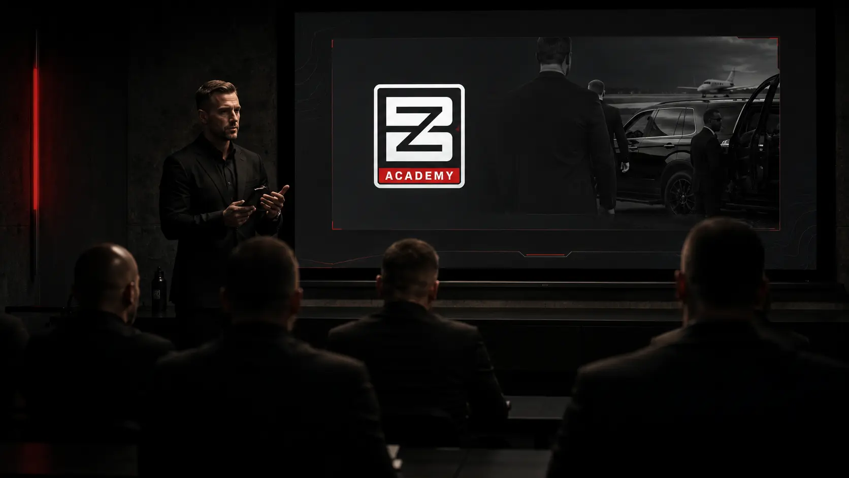Close protection theory classroom training at BZ Academy in Poland