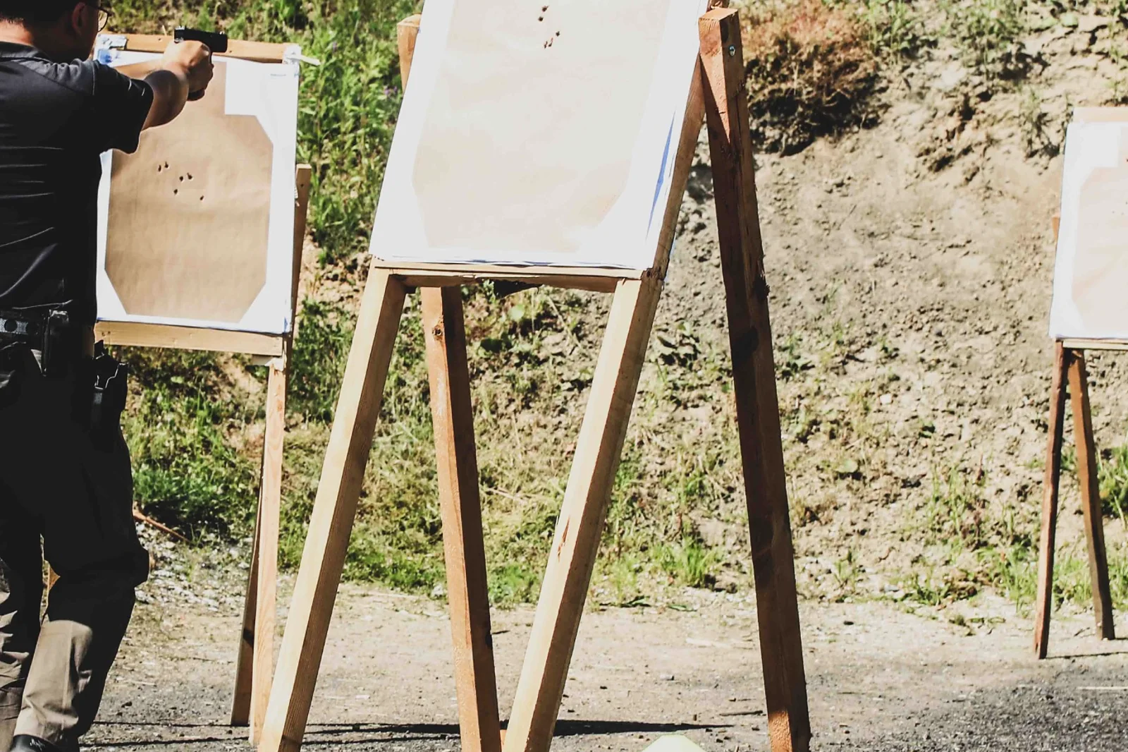 Practical Pistol student working on target accuracy with a handgun at BZ Academy in Poland