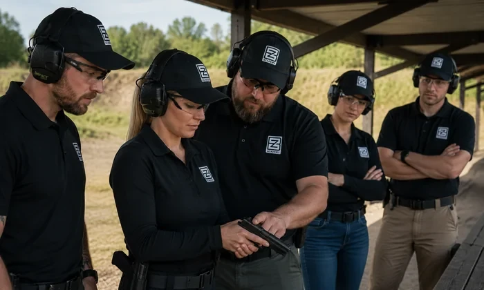 Small-group firearms training with close instructor supervision