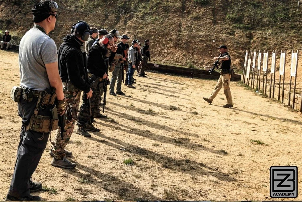 Rifle line drills and instructor supervision at BZ Academy