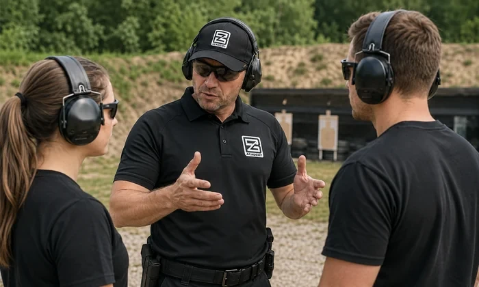 BZ Academy firearms instructor coaching students in Poland