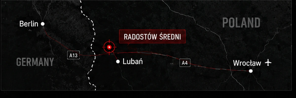 Map showing the location and access to firearms training trip to Poland