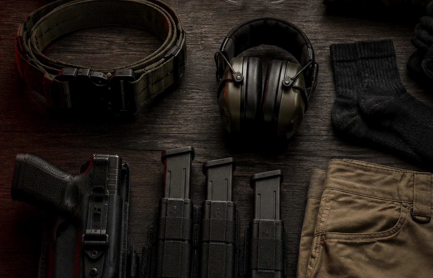 Hearing protection, eye protection, holster and magazine pouches provided by BZ Academy in Poland